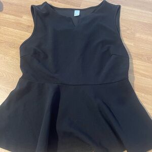 Black Sleeveless Peplum Top